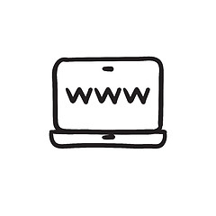 Image showing Website on laptop screen sketch icon.