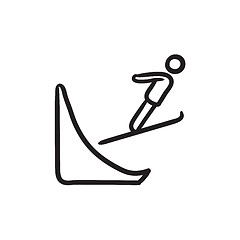 Image showing Ski jumping sketch icon.