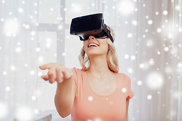 Image showing woman in virtual reality headset or 3d glasses