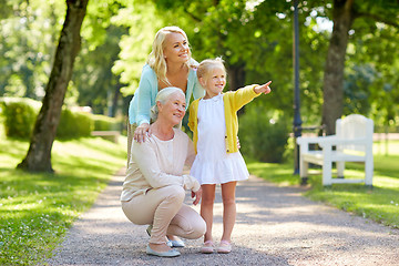 Image showing happy mother, daughter and grandmother at park