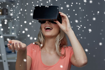 Image showing woman in virtual reality headset or 3d glasses