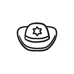 Image showing Sheriff hat sketch icon.