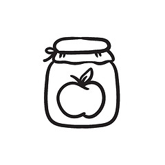Image showing Apple jam jar sketch icon.