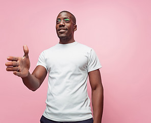 Image showing Portrait of a very happy afro American man