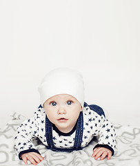 Image showing little cute baby boy close up isolated, adorable kid