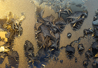 Image showing Beautiful natural ice pattern on glass
