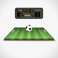 Image showing Soccer Field, Ball and Scoreboard