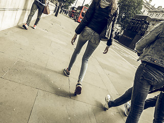 Image showing Vintage looking People walking