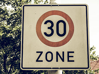 Image showing Vintage looking Speed limit sign