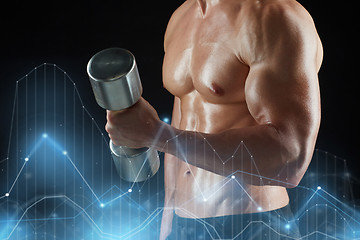 Image showing close up of man with dumbbells exercising