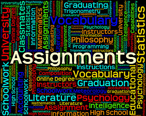 Image showing Assignments Word Represents Exercise Tasks And Undertaking