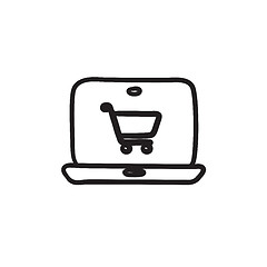 Image showing Online shopping sketch icon.