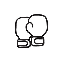 Image showing Boxing gloves sketch icon.