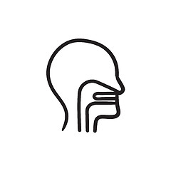 Image showing Human head with ear, nose, throat sketch icon.