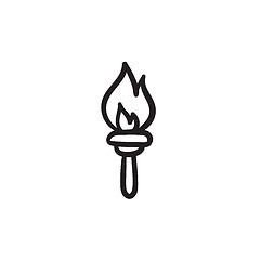 Image showing Burning olympic torch sketch icon.