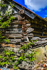 Image showing An old building of an old notched seals in beautiful natural sur