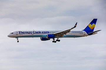 Image showing ARECIFE, SPAIN - APRIL, 15 2017: Boeing 757-300 of ThomasCook.co