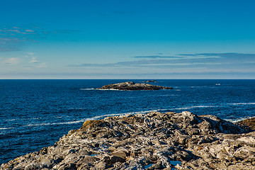 Image showing Coastal Landscape with views of the sea and blue sky