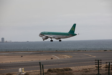 Image showing ARECIFE, SPAIN - APRIL, 15 2017: AirBus A320 of Aer Lingus ready