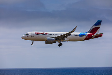 Image showing ARECIFE, SPAIN - APRIL, 15 2017: AirBus A320 - 200 of Eurowings 