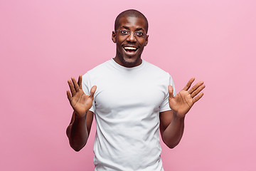 Image showing Portrait of a very happy afro American man