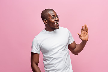 Image showing Portrait of a very happy afro American man