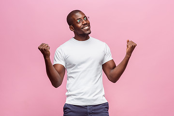 Image showing Portrait of a very happy afro American man