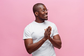 Image showing Portrait of a very happy afro American man