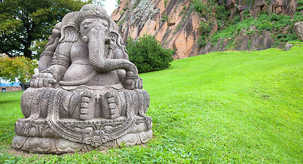 Image showing Ganesha statue in a beautiful mountain garden