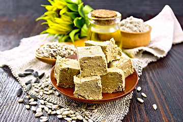 Image showing Halva in plate on dark board