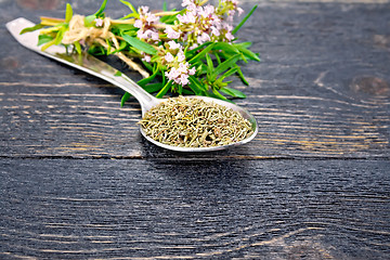 Image showing Thyme dry in spoon on board