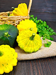 Image showing Squash fresh with parsley on board