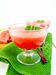 Image showing Jelly airy watermelon with mint on light board