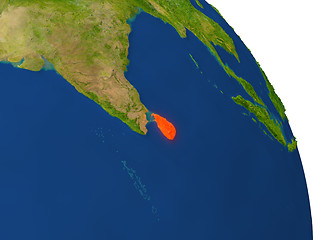 Image showing Map of Sri Lanka in red