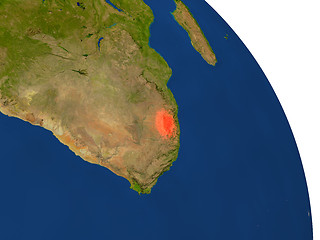 Image showing Map of Lesotho in red