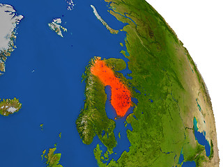 Image showing Map of Finland in red