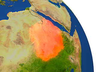 Image showing Map of Sudan in red