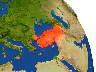 Image showing Map of Turkey in red