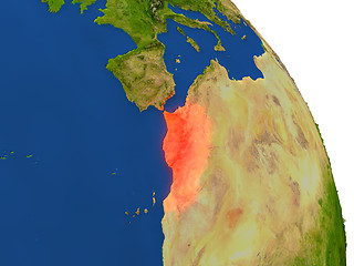 Image showing Map of Morocco in red