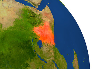 Image showing Map of Kenya in red