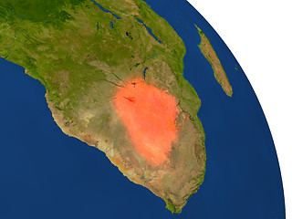 Image showing Map of Botswana in red