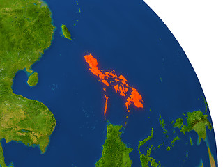 Image showing Map of Philippines in red