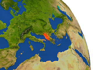 Image showing Map of Albania in red