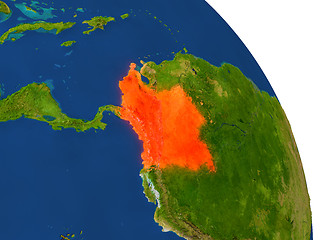 Image showing Map of Colombia in red