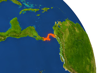 Image showing Map of Panama in red