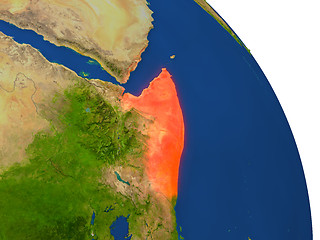 Image showing Map of Somalia in red