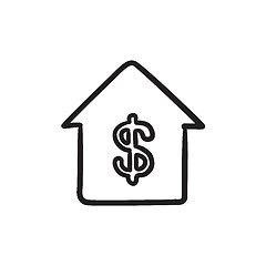 Image showing House with dollar symbol sketch icon.