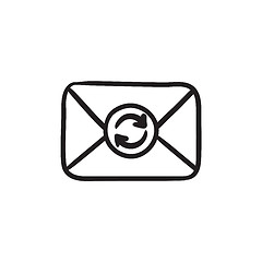 Image showing Envelope mail with refresh sign sketch icon.