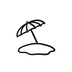 Image showing Beach umbrella sketch icon.