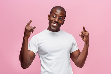 Image showing Portrait of a very happy afro American man